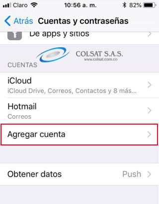 Paso 3 configuración correo en iPhone o iPad