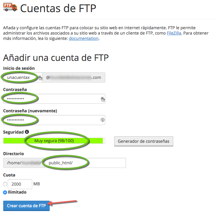 Cuentas de FTP